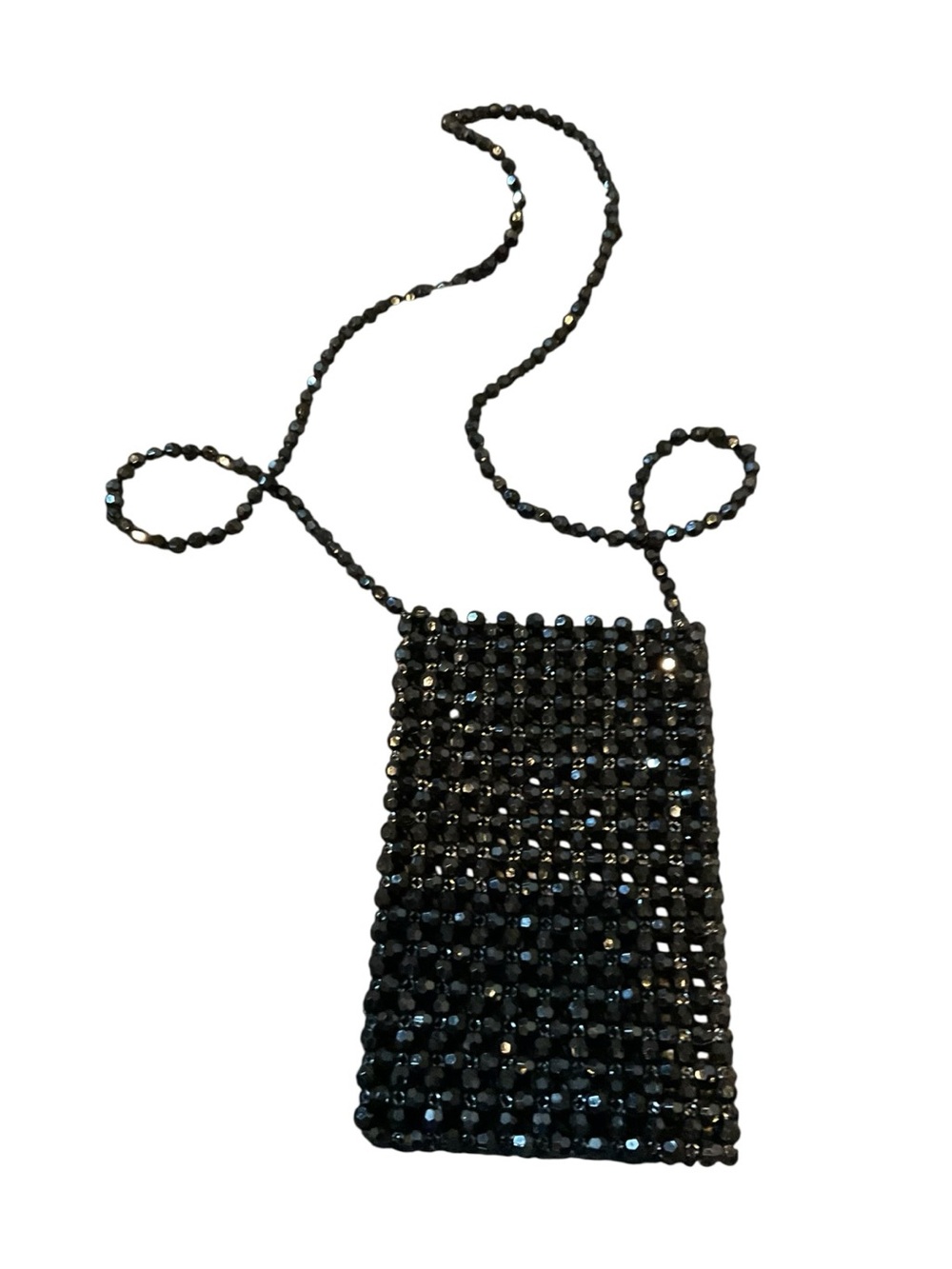 Source Unknown Black Beaded Crossbody Bag